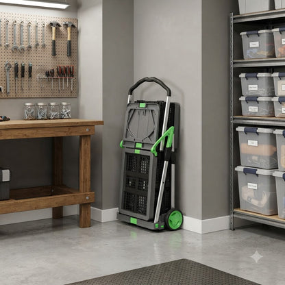 EasyRoll trolley folded for garage storage